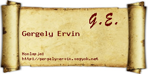Gergely Ervin névjegykártya